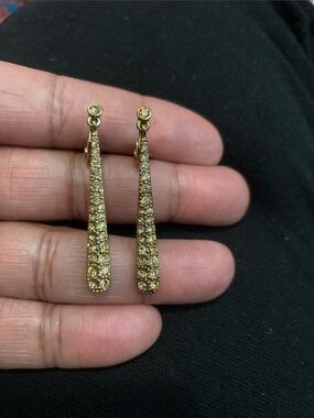 Vintage Monet Gold-Tone Clip on Crystal Drop Earrings - Women Jewelry